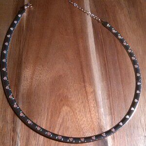 Omega Heart Pattern Collar Ion Plated Rose Gold Over Stainless Steel Necklace